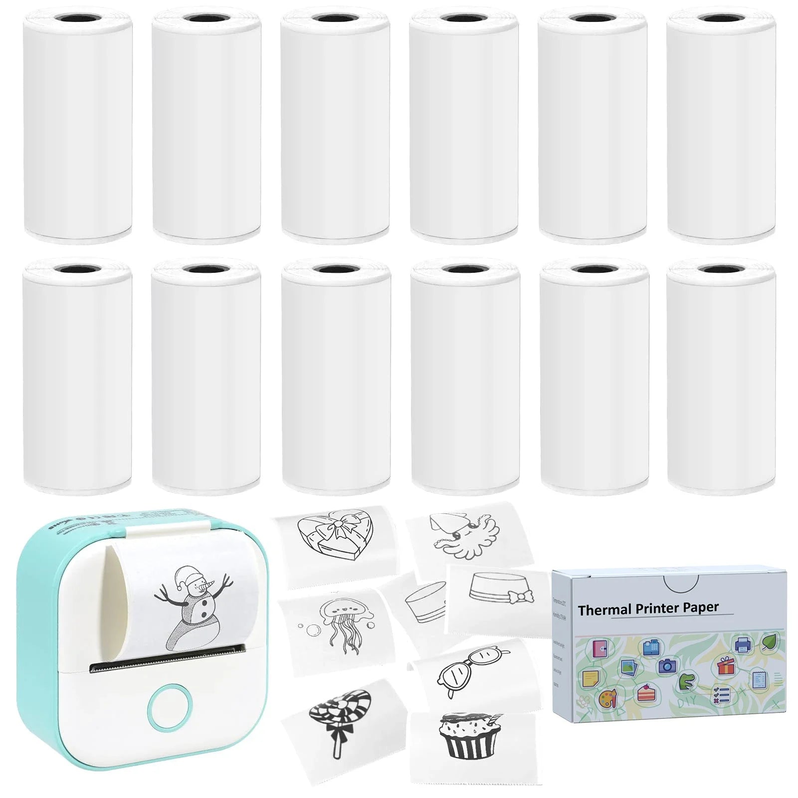 53Mm White Thermal Paper Self-Adhesive Sticker for Mini Thermal Pocket Printers 3-Rolls for Note Text Journal Photo DIY Creation