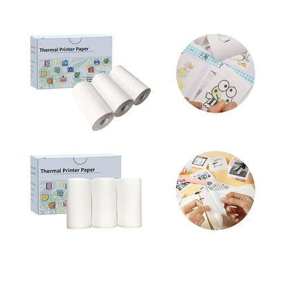 53Mm White Thermal Paper Self-Adhesive Sticker for Mini Thermal Pocket Printers 3-Rolls for Note Text Journal Photo DIY Creation