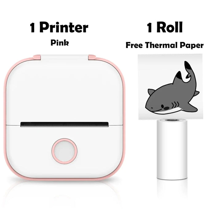 T02 Mini Thermal Printer Wireless Mini Pocket Printer, Adhesive Sticker Printer for DIY, Journal, Student Birthday Gift