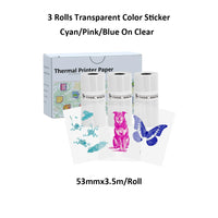 53Mm White Thermal Paper Self-Adhesive Sticker for Mini Thermal Pocket Printers 3-Rolls for Note Text Journal Photo DIY Creation