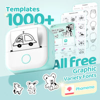 T02 Mini Thermal Printer Wireless Mini Pocket Printer, Adhesive Sticker Printer for DIY, Journal, Student Birthday Gift